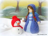 Winterkind &amp; Schneemann aus Wolle